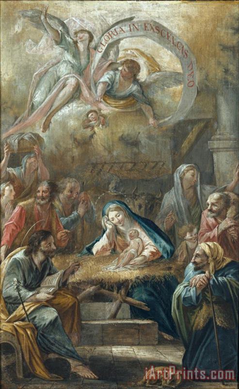 Birth of Jesus And The Adoration of The Shepherds painting - 'El Vigata' Francesc Pla Duran Birth of Jesus And The Adoration of The Shepherds Art Print