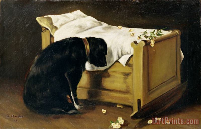 A Archer Dog Mourning Its Little Master Art Print