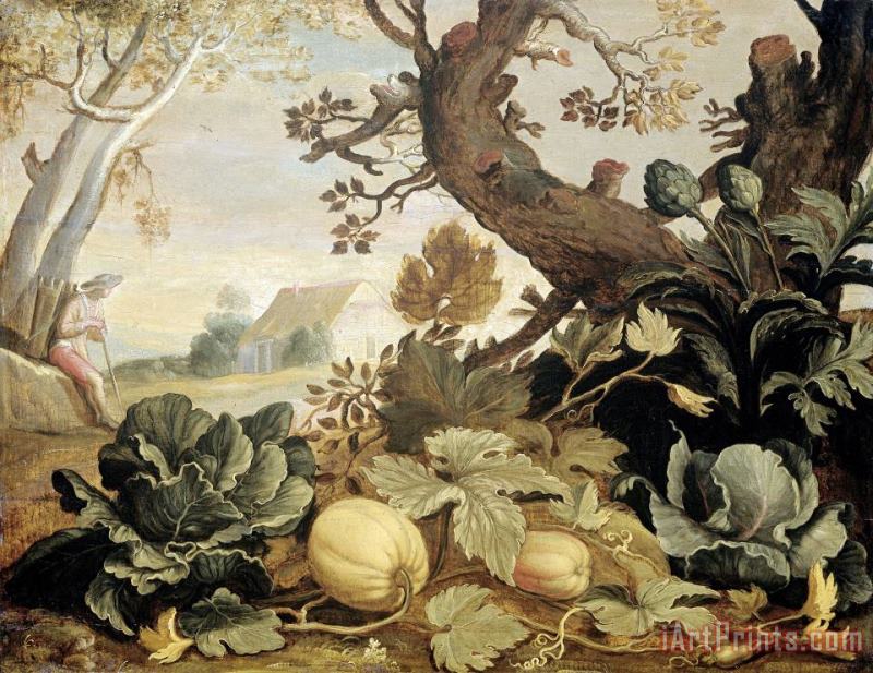 Abraham Bloemaert Landscape with Fruits And Vegetables in The Foreground Art Painting