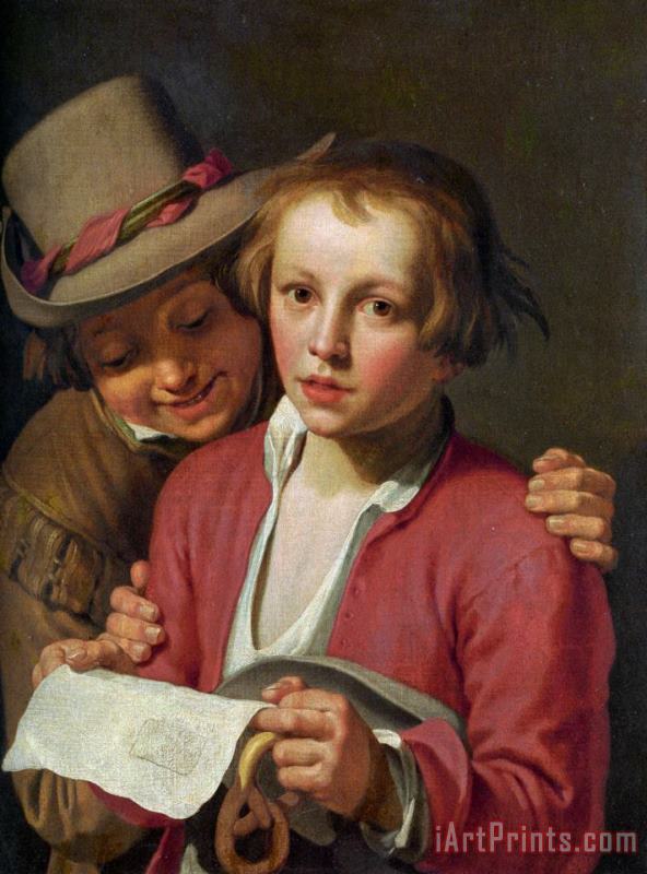 Two Boys Singing From Sheet of Paper painting - Abraham Bloemaert Two Boys Singing From Sheet of Paper Art Print