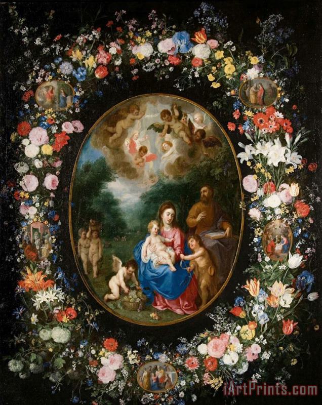Abraham Brueghel (breugel, Breughel) Garland of Flowers Art Painting