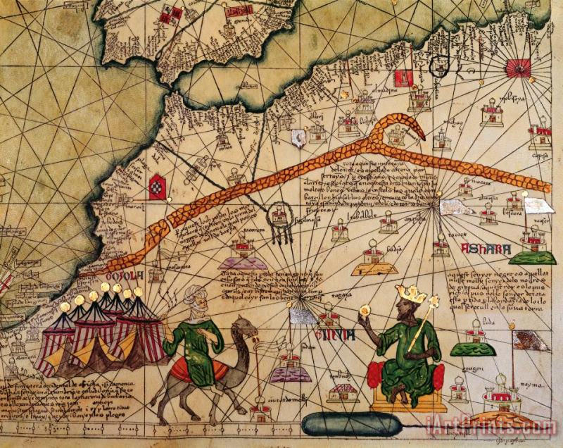 Catalan Map of Europe and North Africa Charles V of France in 1381 painting - Abraham Cresques Catalan Map of Europe and North Africa Charles V of France in 1381 Art Print