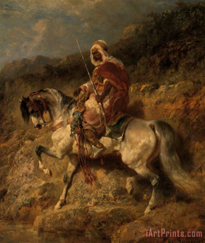 An Arab Horseman on The March painting - Adolf Schreyer An Arab Horseman on The March Art Print