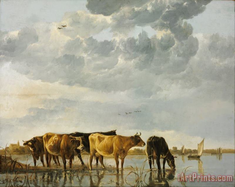 Aelbert Cuyp Cows in a River Art Painting