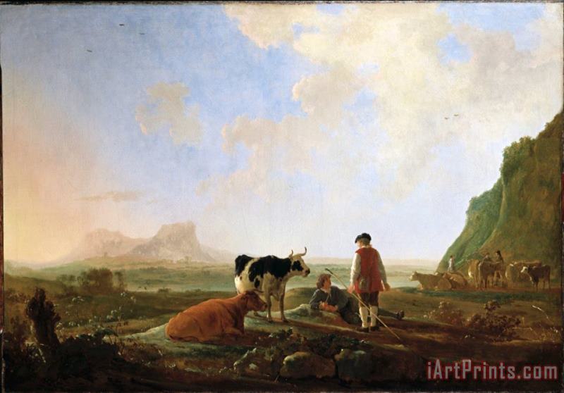 Aelbert Cuyp Herdsmen with Cows Art Painting