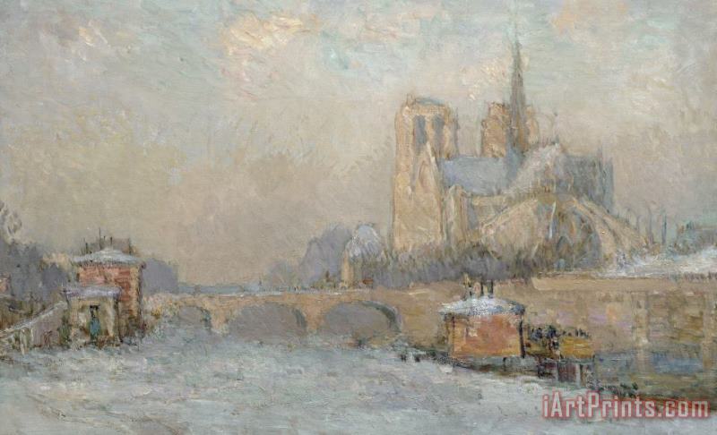 Albert-Charles Lebourg Quai de la Tournelle and Notre-Dame de Paris Art Painting