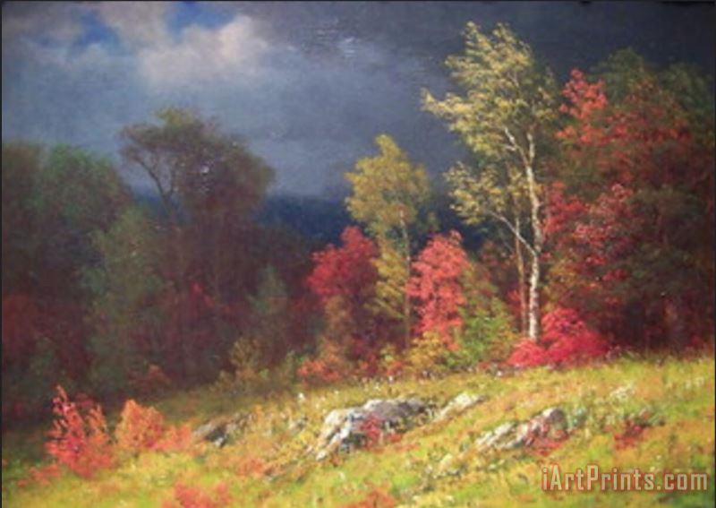 Albert Bierstadt Autuman Birches Approaching Storm Art Painting