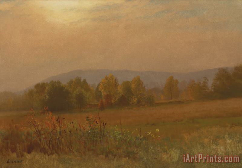 Autumn Landscape New England painting - Albert Bierstadt Autumn Landscape New England Art Print
