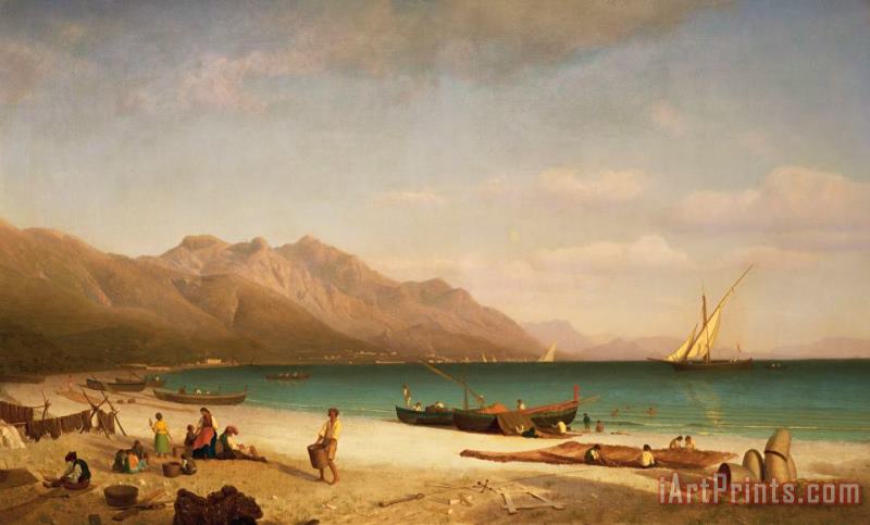Bay of Salerno painting - Albert Bierstadt Bay of Salerno Art Print