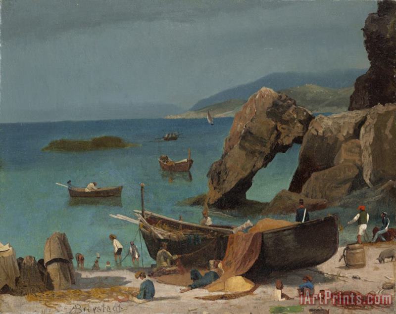 Albert Bierstadt Capri Beach, C. 1857 Art Painting