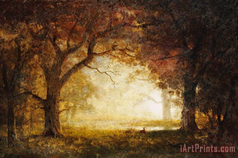 Albert Bierstadt Forest Sunrise Art Painting