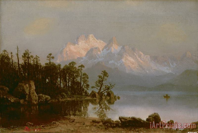 Albert Bierstadt Mountain Canoeing Art Print