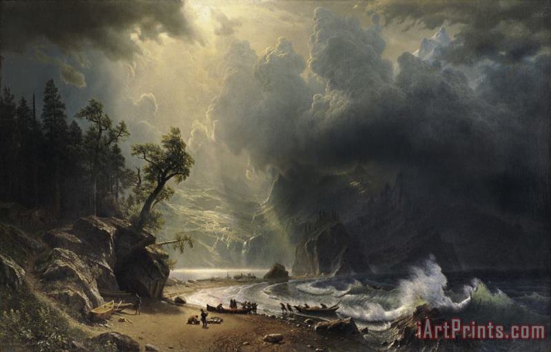 Puget Sound on The Pacific Coast painting - Albert Bierstadt Puget Sound on The Pacific Coast Art Print