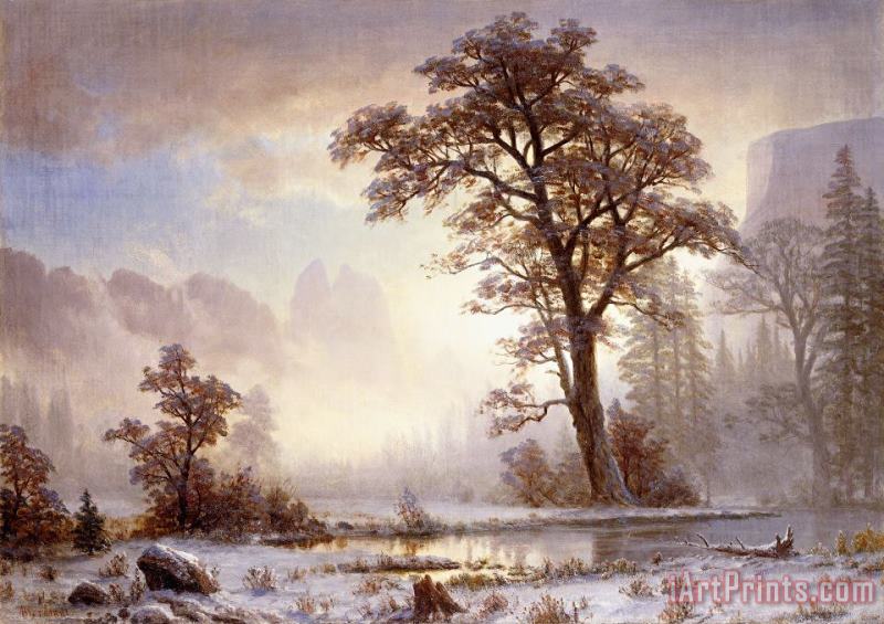 Albert Bierstadt Valley Of The Yosemite Snow Fall Art Painting