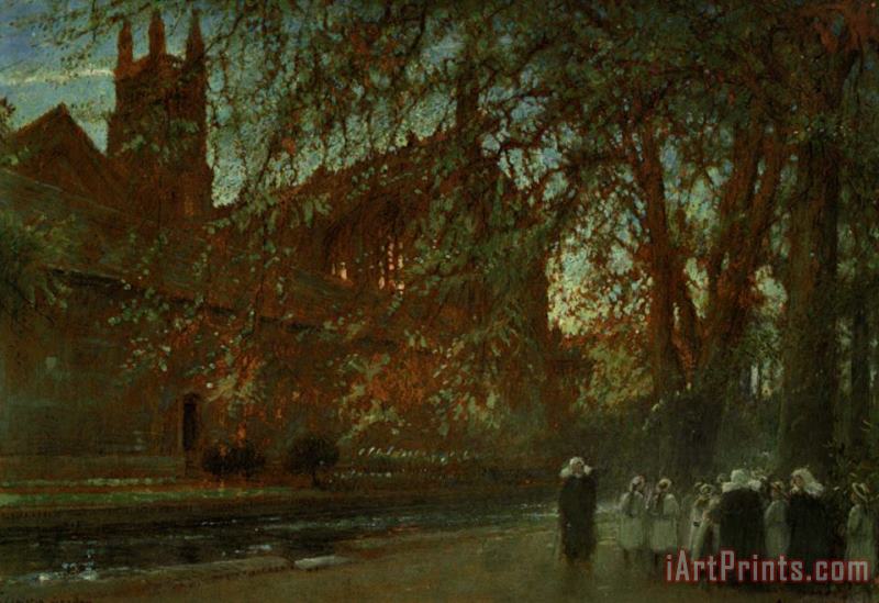 Albert Goodwin Cloister Garden Winchester Cathedral Art Painting