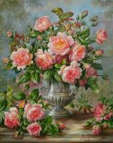Albert Williams - English Elegance Roses in a Silver Vase painting