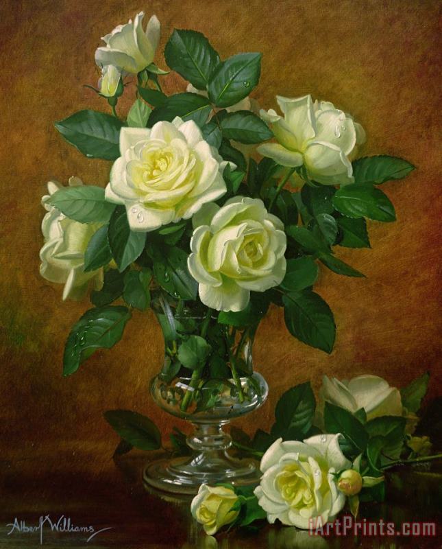 Yellow Roses painting - Albert Williams Yellow Roses Art Print