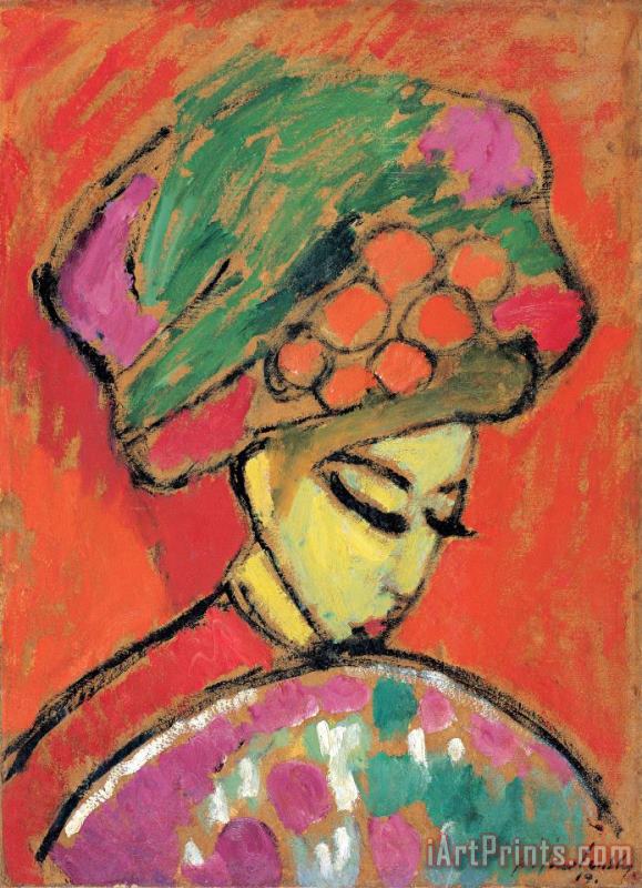 Young Girl with a Flowered Hat painting - Alexei Jawlensky Young Girl with a Flowered Hat Art Print