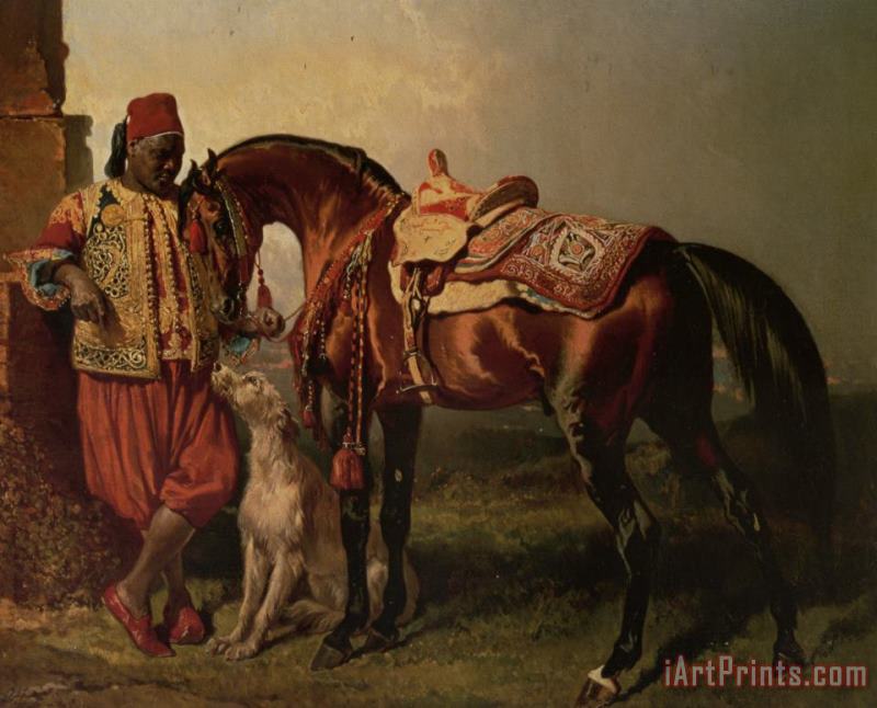 Alfred Dedreux African Groom Holding Art Painting