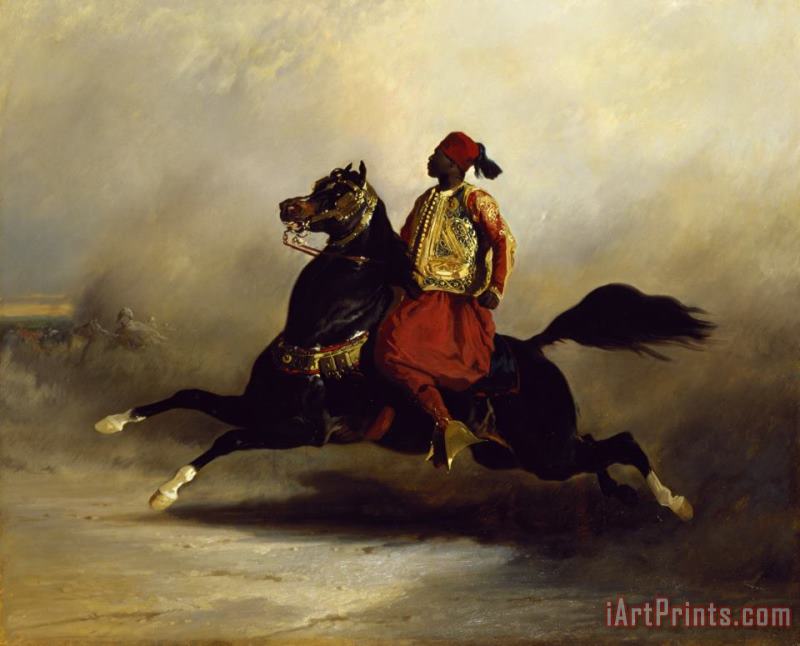 Alfred Dedreux or de Dreux Nubian Horseman at the Gallop Art Painting