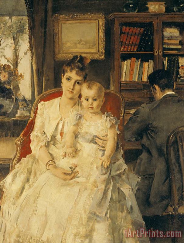 Alfred Emile Stevens Victorian Family Scene Art Painting
