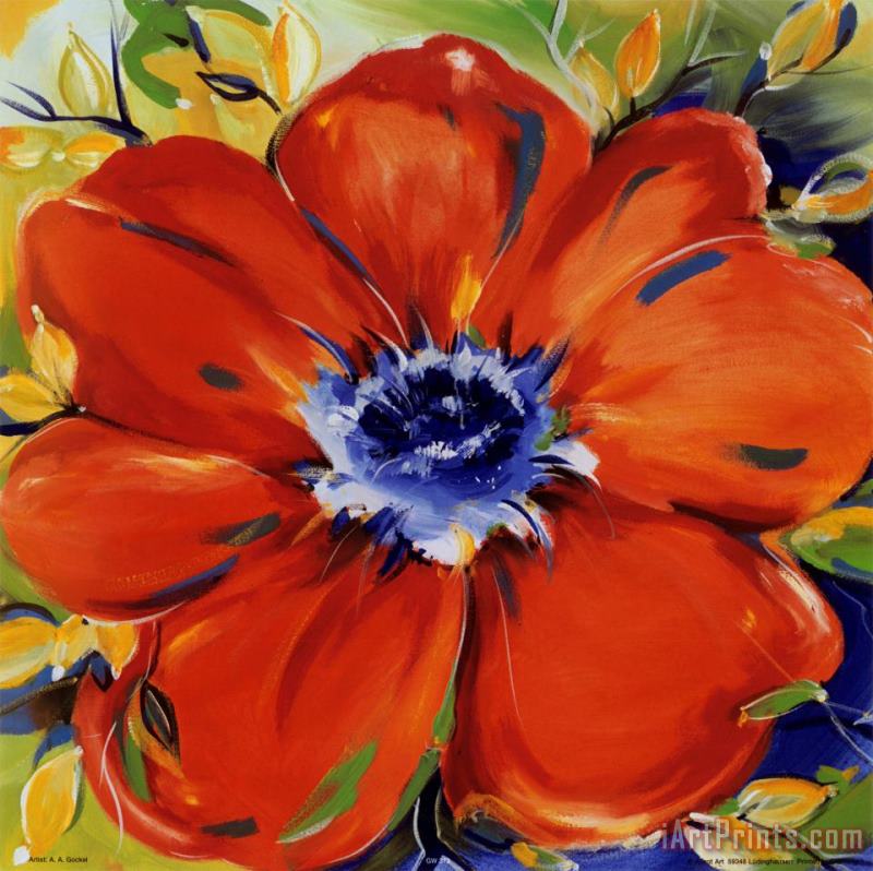 Riotous Red Bloom painting - alfred gockel Riotous Red Bloom Art Print