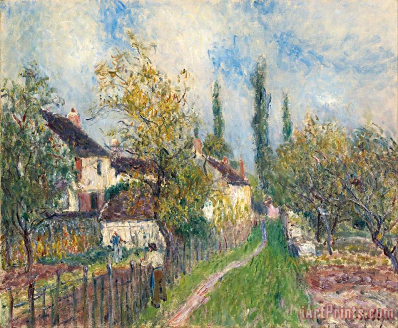 A Path at Les Sablons painting - Alfred Sisley A Path at Les Sablons Art Print