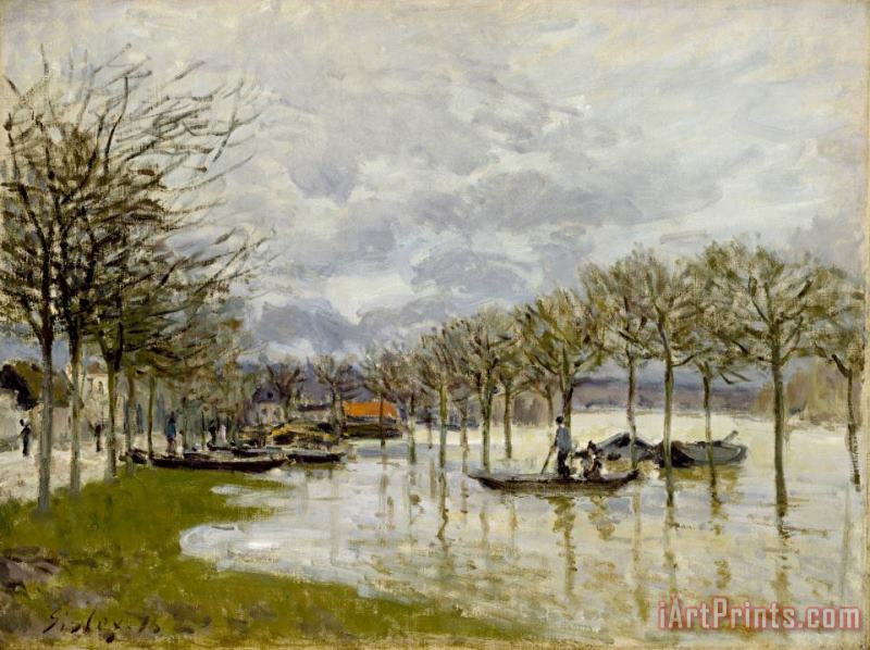 The Flood on The Road to Saint Germain painting - Alfred Sisley The Flood on The Road to Saint Germain Art Print