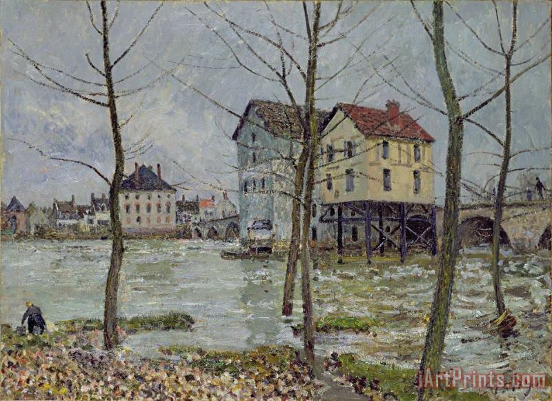 The Mills at Moret sur Loing painting - Alfred Sisley The Mills at Moret sur Loing Art Print