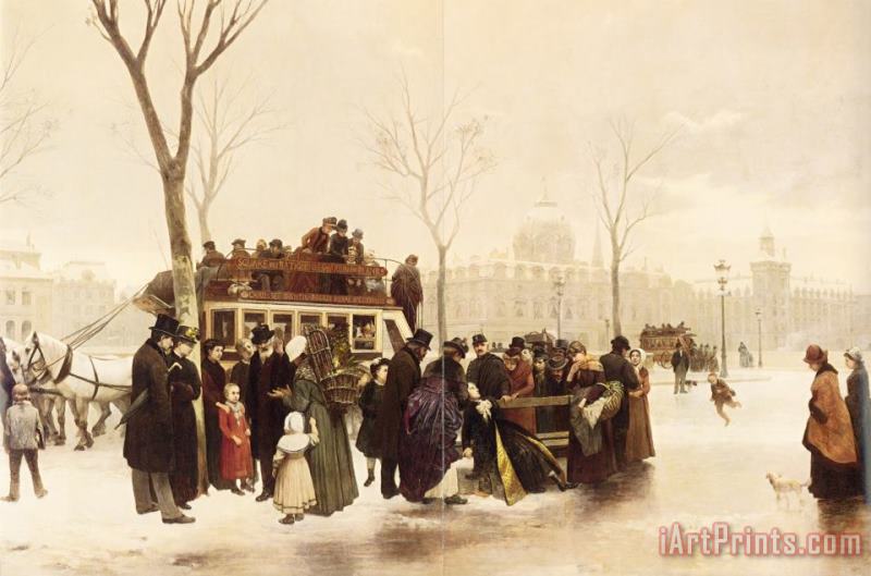 Alphonse Cornet A Disturbance on Le Quai De Gesvres, Paris Art Painting