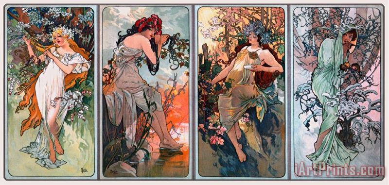 Alphonse Marie Mucha Four Seasons Art Print