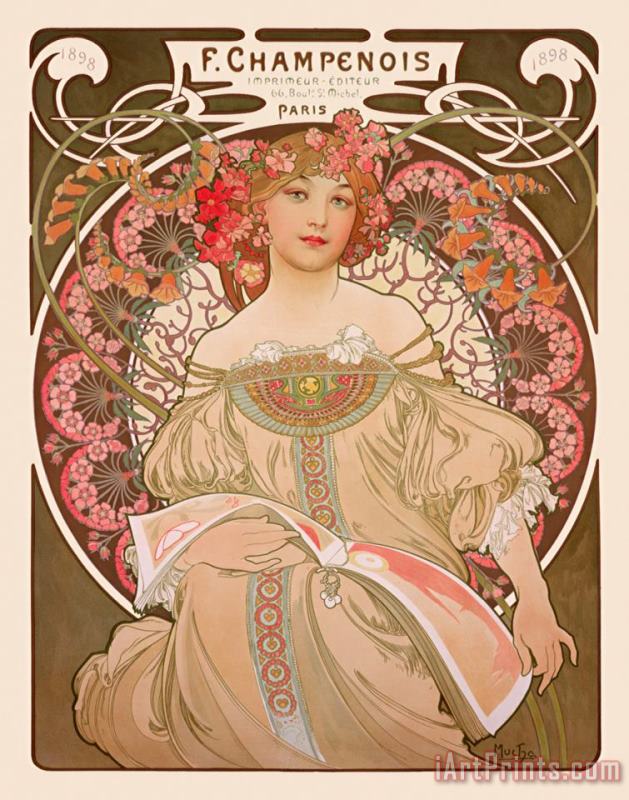 Alphonse Marie Mucha Reverie C.1897 Art Print