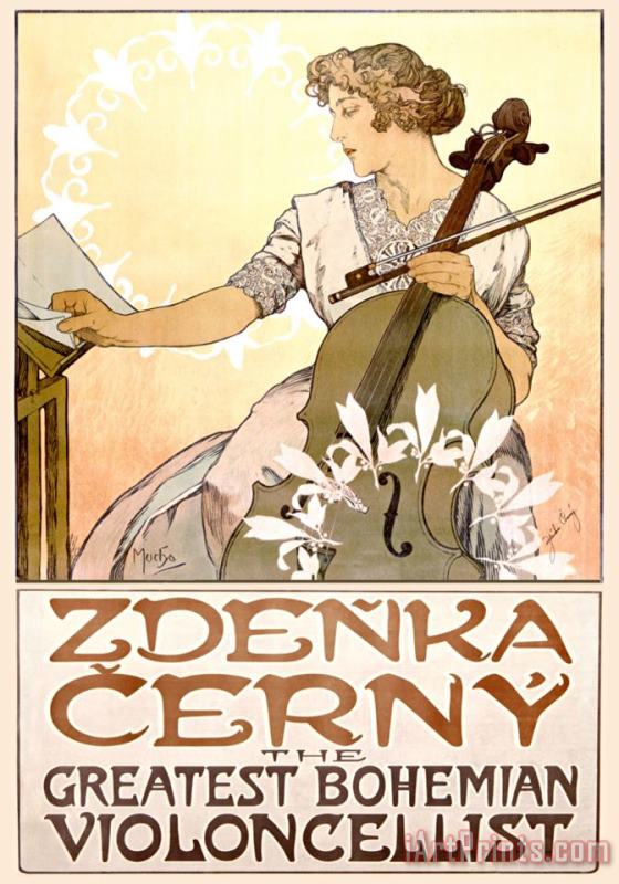 Zdenka Cerny Cello Concert painting - Alphonse Marie Mucha Zdenka Cerny Cello Concert Art Print