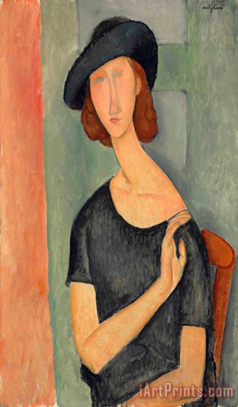 Jeanne Hebuterne (au Chapeau), 1919 painting - Amedeo Modigliani Jeanne Hebuterne (au Chapeau), 1919 Art Print