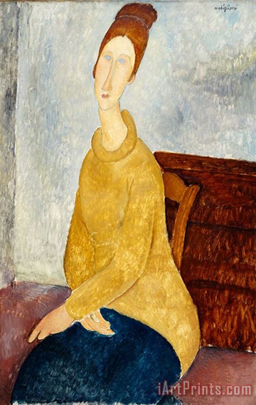 Amedeo Modigliani Jeanne Hebuterne with Yellow Sweater (le Sweater Jaune) Art Painting