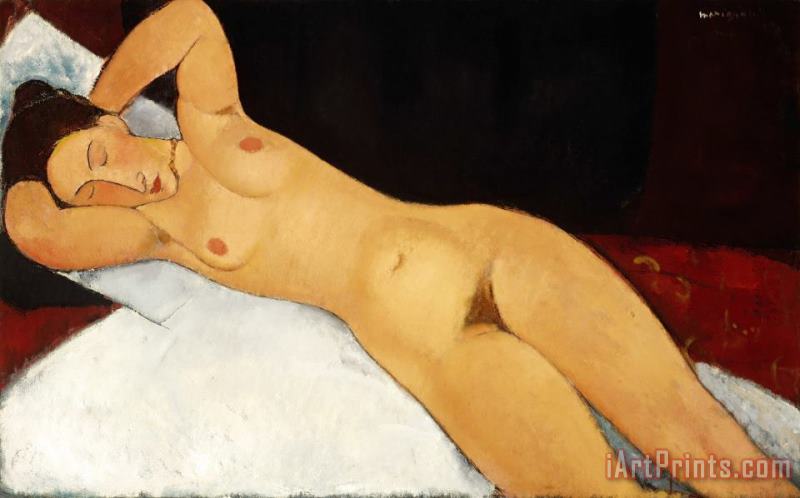 Nude (nu) painting - Amedeo Modigliani Nude (nu) Art Print
