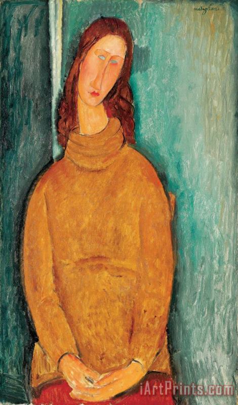 Portrait of Jeanne Hebuterne painting - Amedeo Modigliani Portrait of Jeanne Hebuterne Art Print