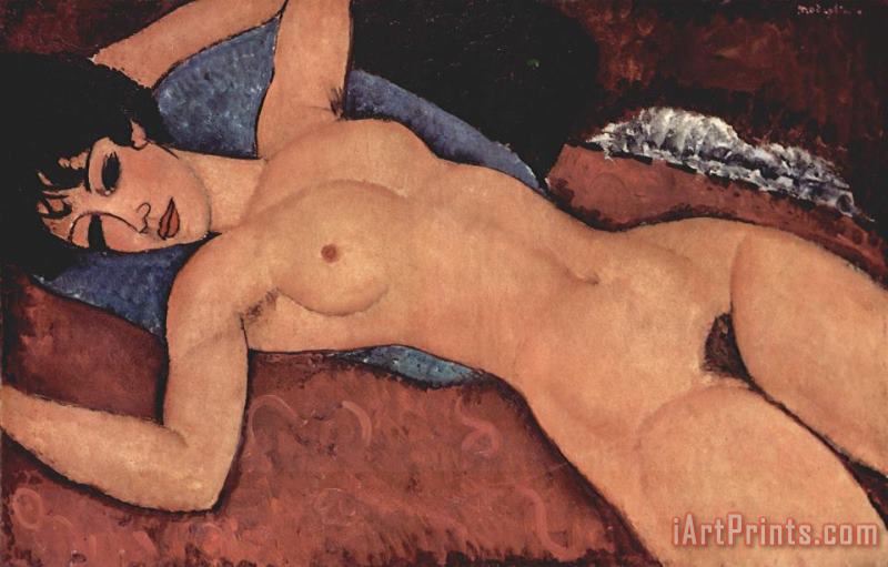 Red Female Nude Painting painting - Amedeo Modigliani Red Female Nude Painting Art Print
