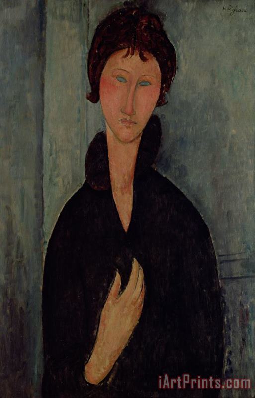 Woman with Blue Eyes painting - Amedeo Modigliani Woman with Blue Eyes Art Print