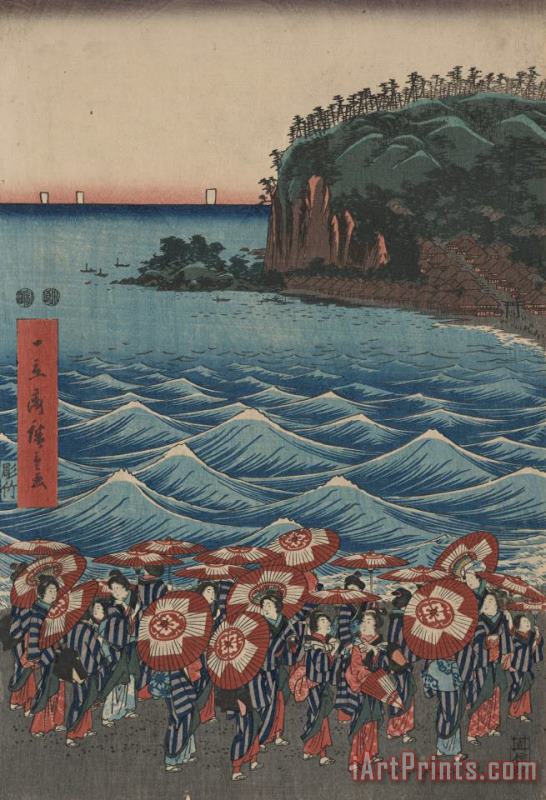 Ando Hiroshige Opening Celebration of Benzaiten Shrine at Enoshima Art Print