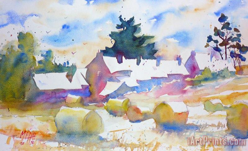 Farms isle of Groix Brittany painting - Andre Mehu Farms isle of Groix Brittany Art Print