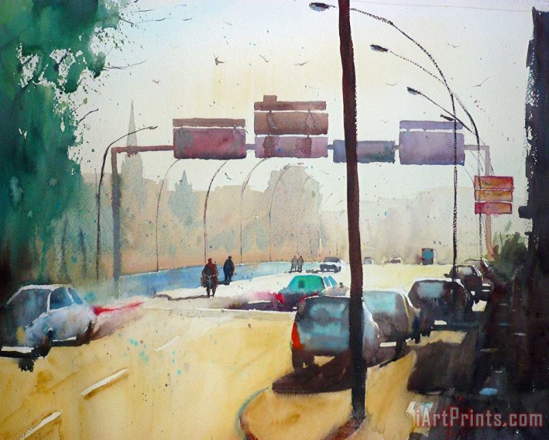 Saint Christophe Bridge painting - Andre Mehu Saint Christophe Bridge Art Print