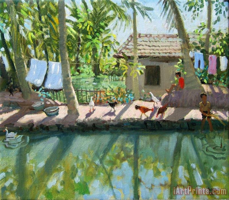Backwaters India painting - Andrew Macara Backwaters India Art Print