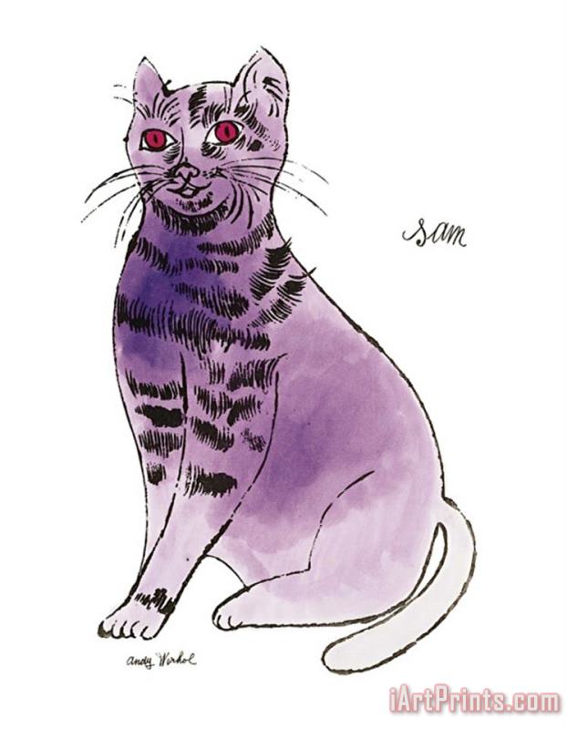 Andy Warhol 25 Cats Named Sam And One Blue Pussy by Andy Warhol C 1954 Purple Sam Art Print
