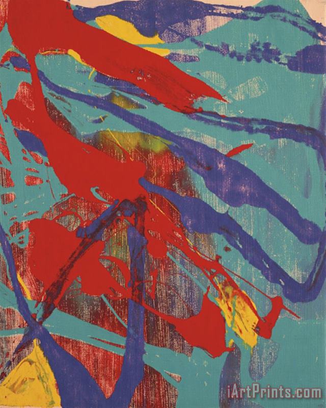 Abstract Painting C 1982 Aqua Red Indigo Yellow painting - Andy Warhol Abstract Painting C 1982 Aqua Red Indigo Yellow Art Print
