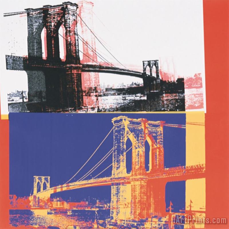 Andy Warhol Brooklyn Bridge C 1983 Black Bridge White Background Art Print