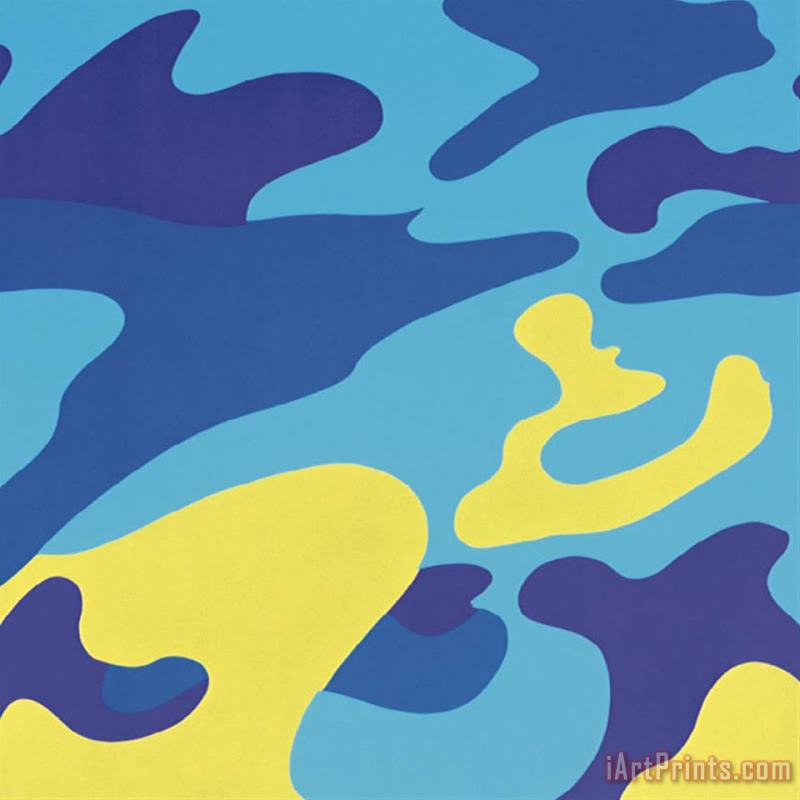 Andy Warhol Camouflage 1987 Blue Yellow Art Painting