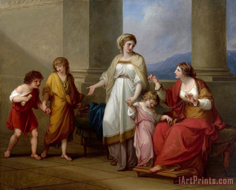 Cornelia, Mother of The Gracchi, Pointing to Her Children As Her Treasures painting - Angelica Kauffmann Cornelia, Mother of The Gracchi, Pointing to Her Children As Her Treasures Art Print
