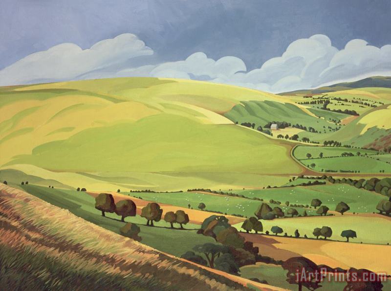 Small Green Valley painting - Anna Teasdale Small Green Valley Art Print