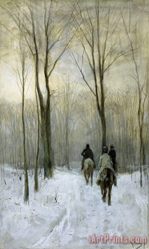 Riders in The Snow in The Haagse Bos painting - Anton Mauve Riders in The Snow in The Haagse Bos Art Print
